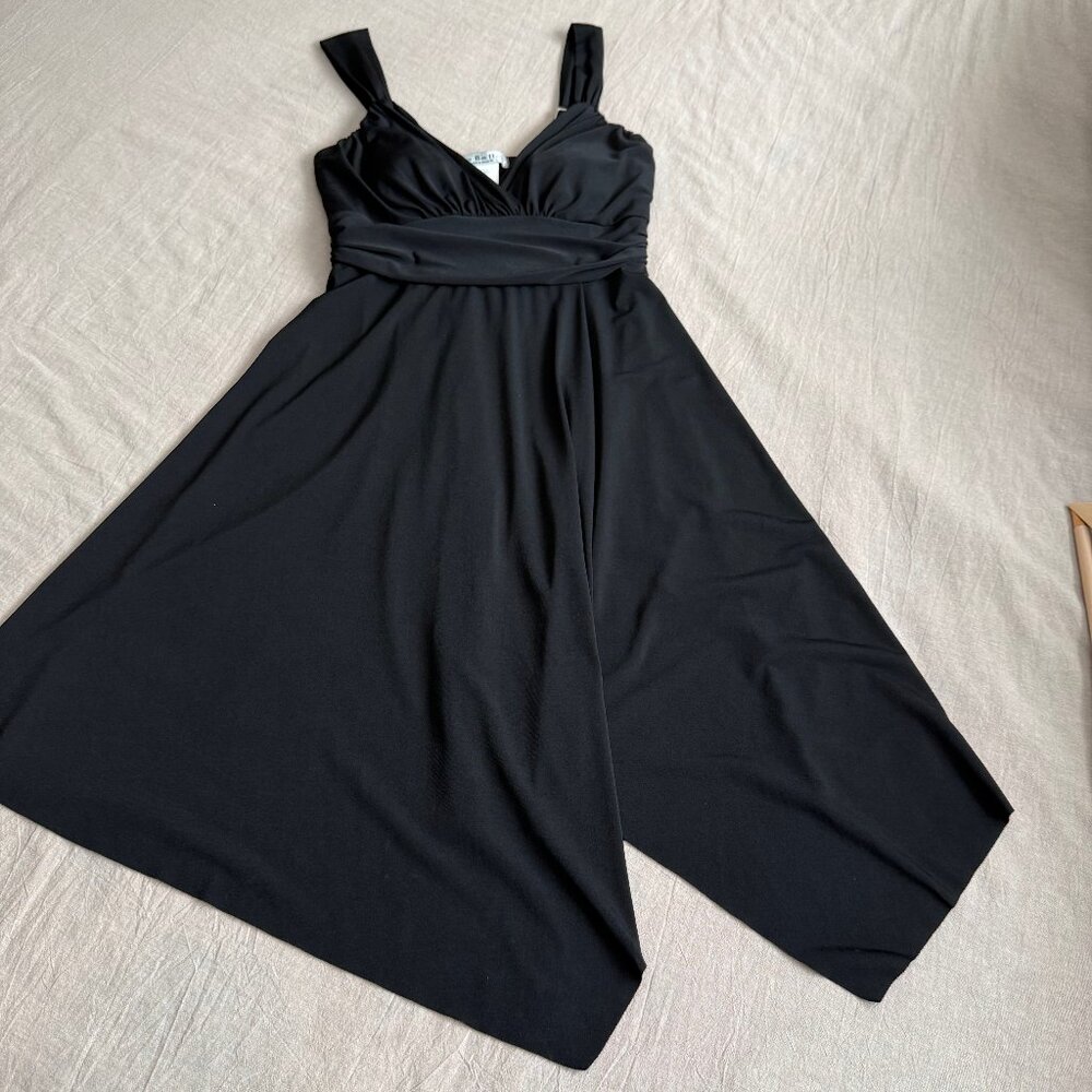 La Belle Little Black Party Dress Rhinestones on Back of Straps Size S